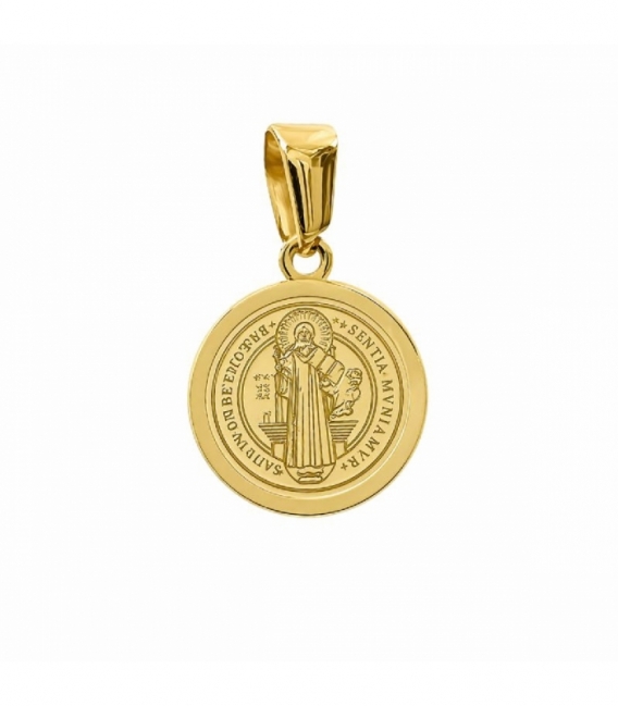 Pendentif en Acier 304 Saint-Benoît Doré 12mm