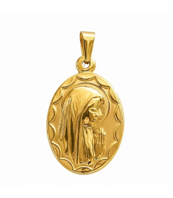 Pendentif en Acier 304 Vierge Marie Dorée 35mm