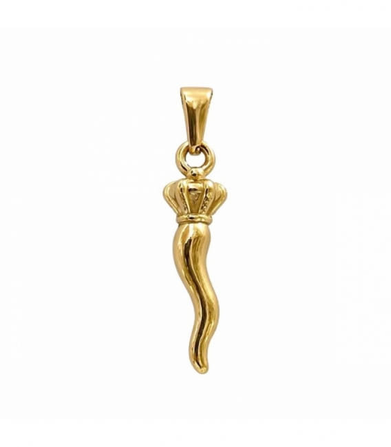 Pendentif en Acier 304 Cornicello Dorée 25mm