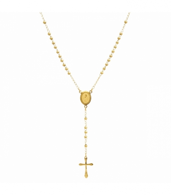 Collier en Acier 304 Rosaire 50cm Plaqué Or 18K