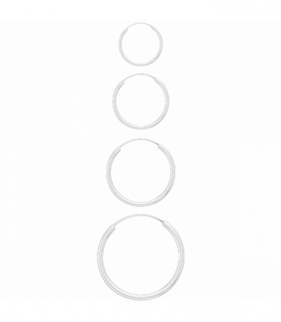 Créoles en Argent Lisse 8 à 70mm Épaisseur 1.2mm Prix Par Paire