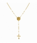 Collier en Acier 304 Rosaire Saint-Benoît 50cm Plaqué Or 18K
