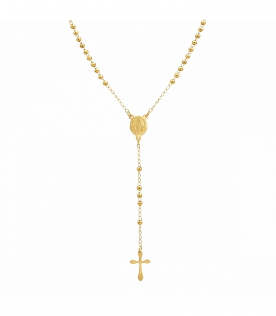 Collier en Acier 304 Rosaire Vierge Miraculeuse 50cm Plaqué Or 18K