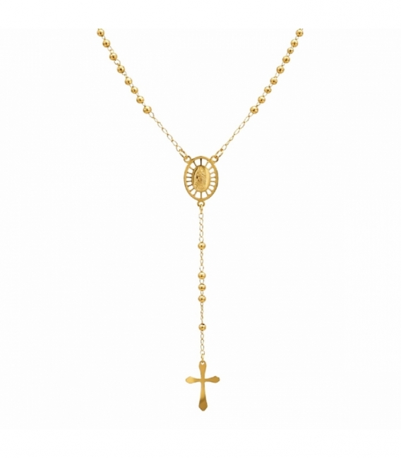Collier en Acier 304 Rosaire Vierge de Guadalupe Miraculeuse 50cm Plaqué Or 18K