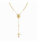 Collier en Acier 304 Rosaire Vierge de Guadalupe Miraculeuse 50cm Plaqué Or 18K