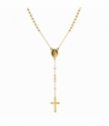 Collier en Acier 304 Rosaire Vierge Marie 50cm Plaqué Or 18K