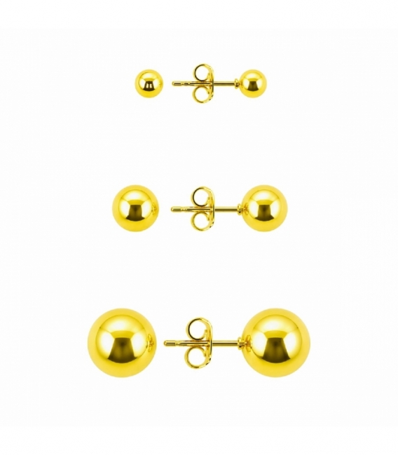 Boucles d’oreilles en Acier 304 Boule Doré Prix Par Paire