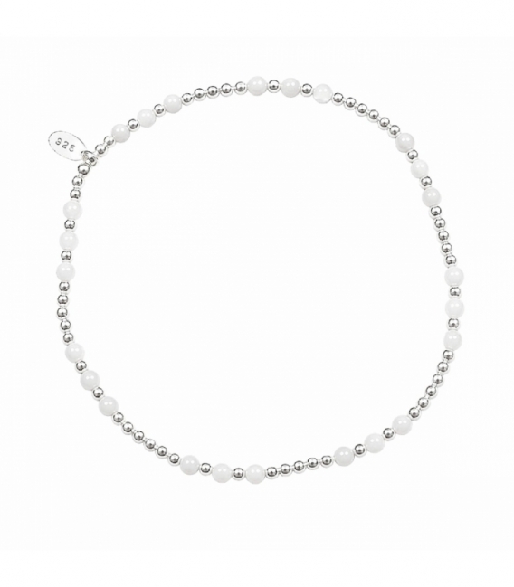 Pulsera Plata Bolas Elastica Nacar