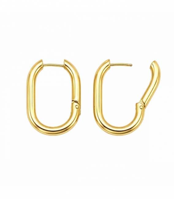 Créoles en Acier 304 Ovales 25mm Doré Prix Par Paire