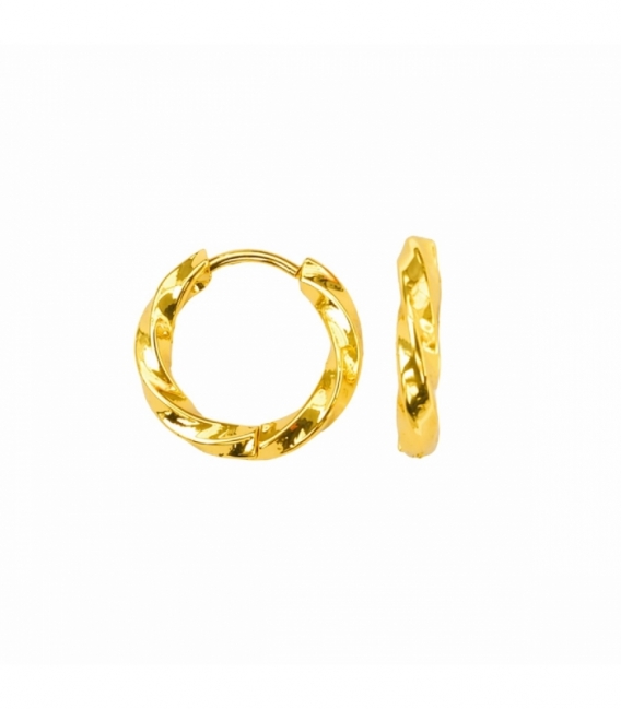 Créoles en Acier 304 Tressé 15mm Doré Prix Par Paire