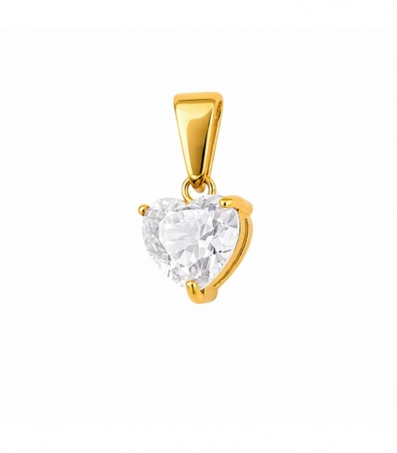 Pendentif en Acier 304 Cœur avec Zirconia 9mm Doré