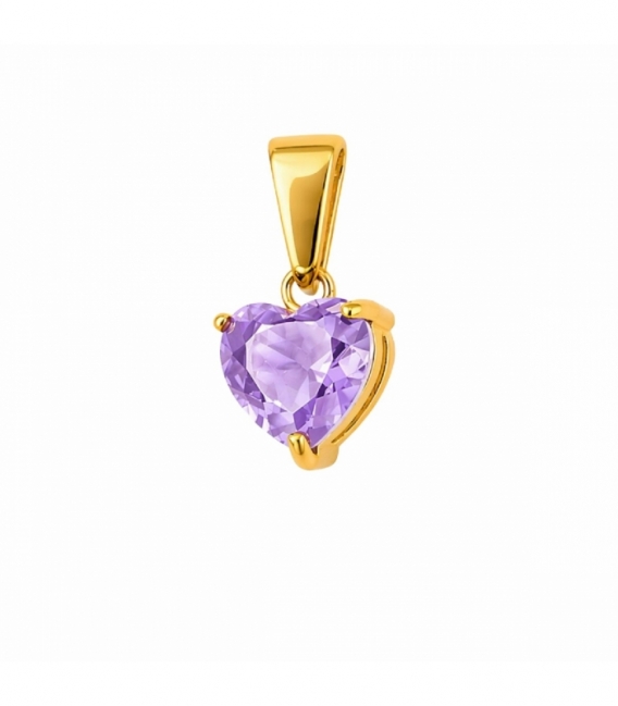 Pendentif en Acier 304 Cœur avec Zirconia 9mm Doré