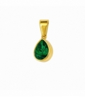 Colgante Acero 304 Circonita Verde 10mm Dorado