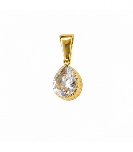 Colgante Acero 304 Circonita 10mm Dorado