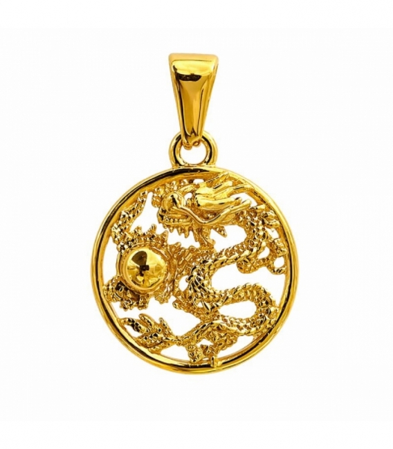 Pendentif en Acier 304 Dragon Doré 18mm