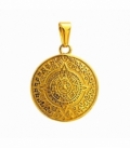 Pendentif en Acier 304 Calendrier Aztèque Doré Ø27mm