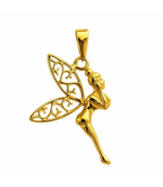 Pendentif en Acier 304 Fée Doré 38mm
