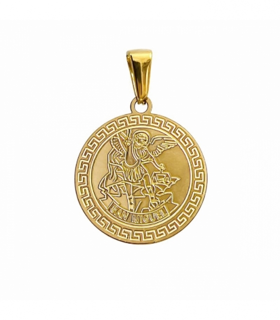 Pendentif en Acier 304 Archange Saint-Michel Doré Ø20mm