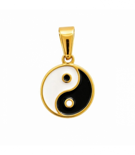 Pendentif en Acier 304 Yin Yang Doré Ø11mm