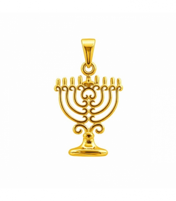 Pendentif en Acier 304 Ménorah Doré 22mm