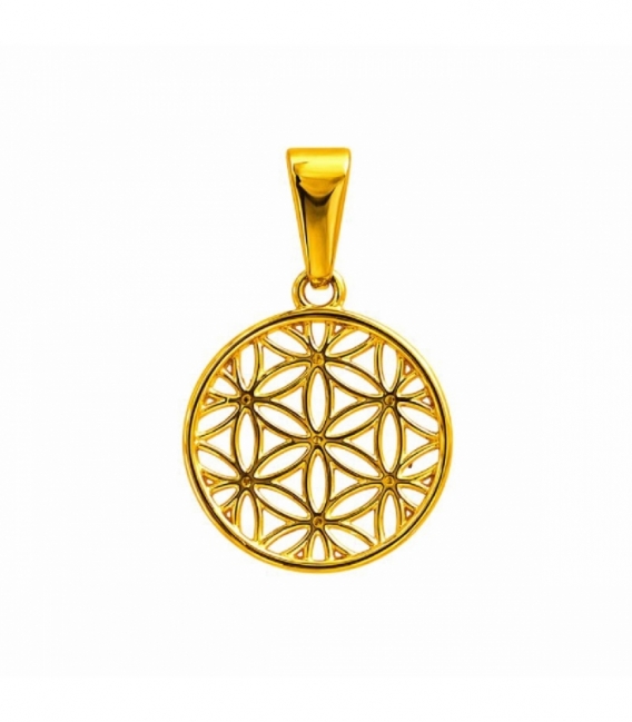 Pendentif en Acier 304 Fleur de Vie Doré Ø15mm