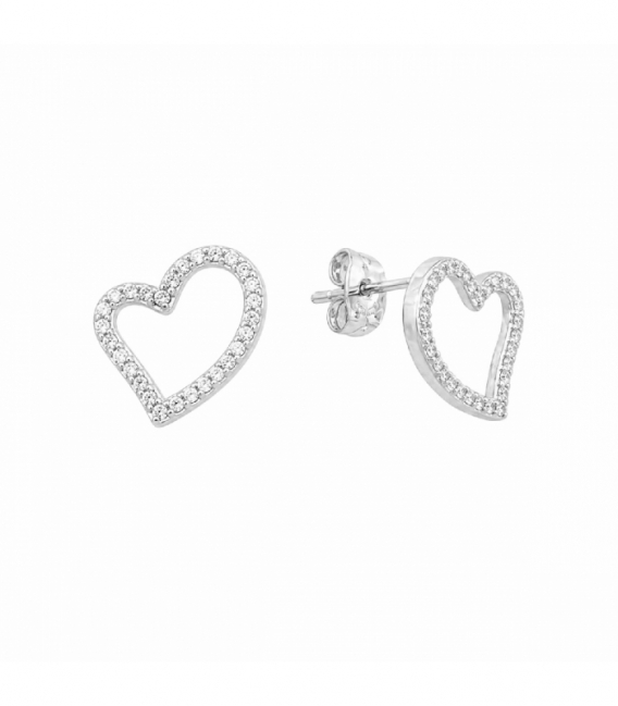 Pendiente Laton Corazon 14mm Bañado en Rodio