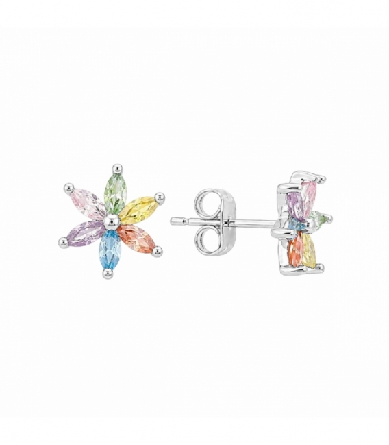 Pendiente Laton Flor Ø10mm Bañado en Rodio