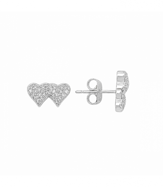 Pendiente Laton Corazon 6mm Bañado en Rodio