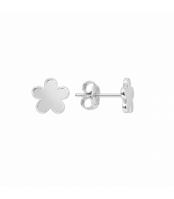 Pendiente Laton Flor Ø8mm Bañado en Rodio