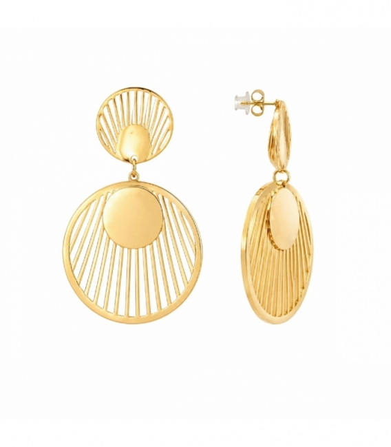Pendiente Acero 316L Circulos 49mm Bañado en Oro 18K Precio por Par
