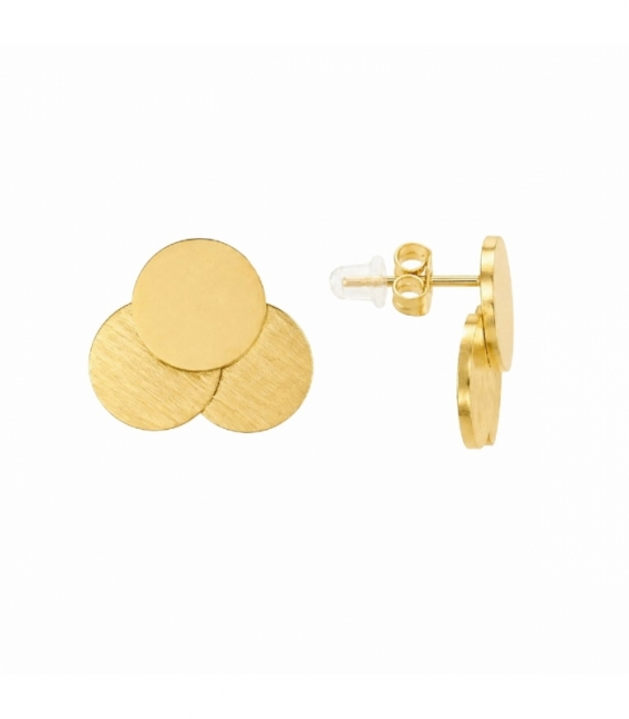 Pendiente Acero 316L Circulos 22mm Bañado en Oro 18K Precio por Par