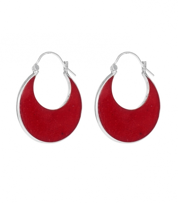 Pendiente Plata Coral Circulo. Precio Par