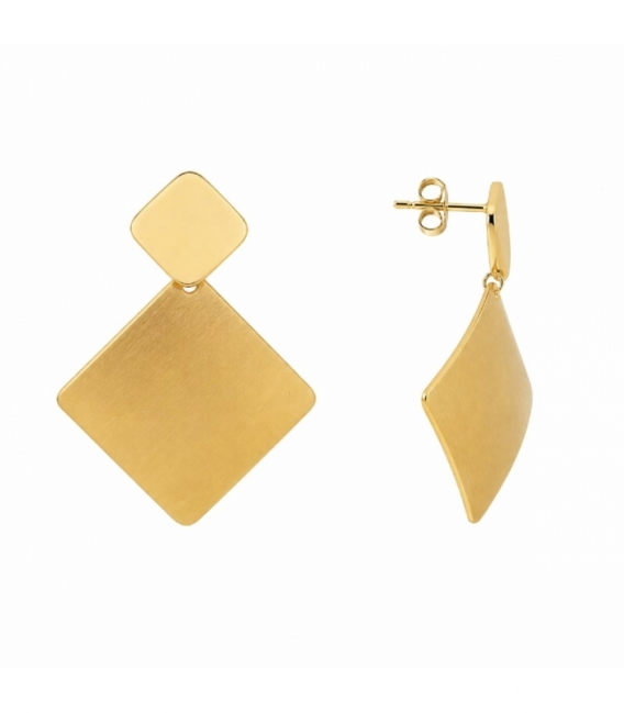Boucles d’oreilles en Acier 316L Carrés 47mm Plaqué Or 18K Prix Par Paire
