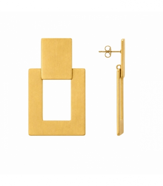 Boucles d’oreilles en Acier 316L Rectangles 49mm Plaqué Or 18K Prix Par Paire