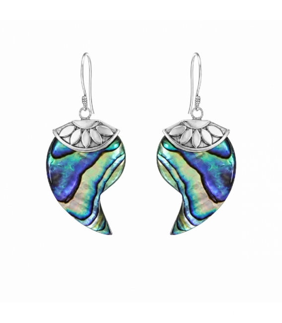 Boucles d’oreilles en Argent Abalone Filigrane 25mm Prix Par Paire