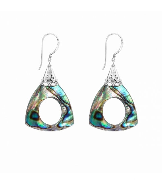 Boucles d’oreilles en Argent Abalone Filigrane 32mm Prix Par Paire