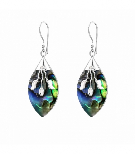 Boucles d’oreilles en Argent Abalone Filigrane 29mm Prix Par Paire