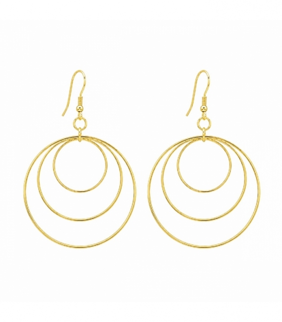 Pendiente Laton Circulos Dorado 60mm Precio por Par