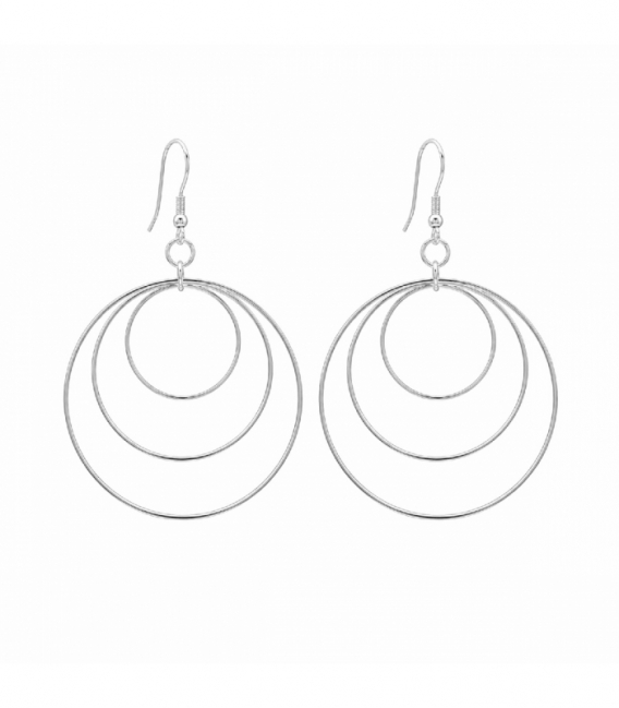 Boucles d’oreilles en Laiton Cercles Plaqué Argent 60mm Prix Par Paire