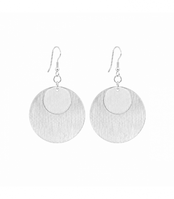 Pendiente Laton Circulos Bañado en Plata 40mm Precio por Par