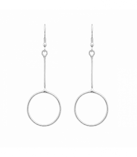Pendiente Laton Circulo Bañado en Plata 54mm Precio Par