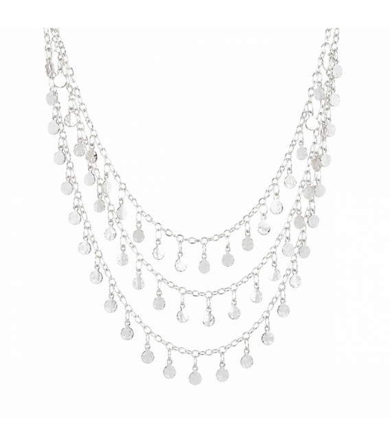 Gargantilla Laton Chapitas 39+5cm Bañado en Plata