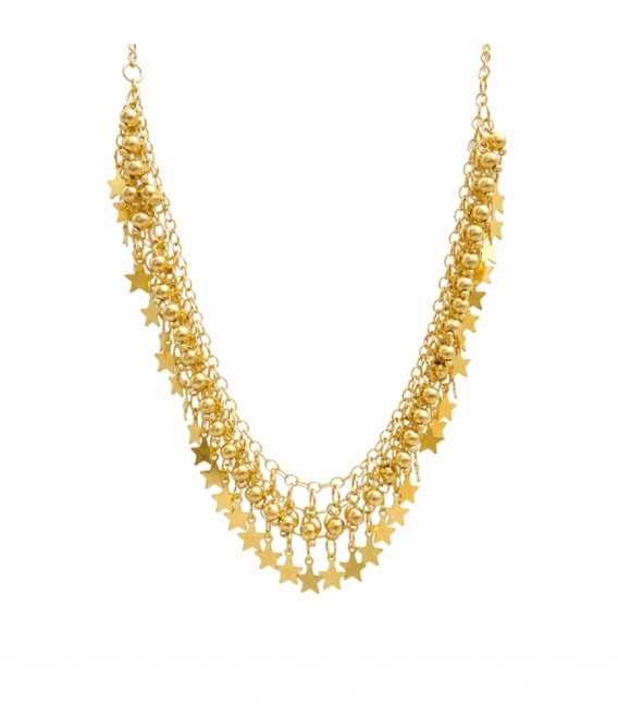 Gargantilla Laton Estrellas 45+5cm Dorado